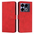 For Infinix Note 40 4G Skin Feel Heart Embossed Leather Phone Case with Long Lanyard(Red)
