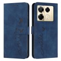 For Infinix Note 40 Pro 4G / 5G Skin Feel Heart Embossed Leather Phone Case with Long Lanyard(Blue)