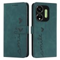 For itel P55 5G Skin Feel Heart Embossed Leather Phone Case with Long Lanyard(Green)