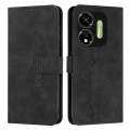 For itel P55 5G Skin Feel Heart Embossed Leather Phone Case with Long Lanyard(Black)