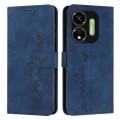 For itel P55 5G Skin Feel Heart Embossed Leather Phone Case with Long Lanyard(Blue)