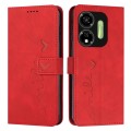 For itel P55 5G Skin Feel Heart Embossed Leather Phone Case with Long Lanyard(Red)