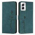 For Motorola Moto G Power 5G 2024 Skin Feel Heart Embossed Leather Phone Case with Long Lanyard(Gree