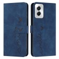 For Motorola Moto G Power 5G 2024 Skin Feel Heart Embossed Leather Phone Case with Long Lanyard(Blue