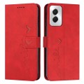 For Motorola Moto G Power 5G 2024 Skin Feel Heart Embossed Leather Phone Case with Long Lanyard(Red)