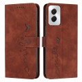 For Motorola Moto G Power 5G 2024 Skin Feel Heart Embossed Leather Phone Case with Long Lanyard(Brow
