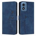 For Motorola Moto G04/G24 Skin Feel Heart Embossed Leather Phone Case with Long Lanyard(Blue)