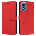 For Motorola Moto G04/G24 Skin Feel Heart Embossed Leather Phone Case with Long Lanyard(Red)