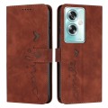 For OPPO A79 5G Skin Feel Heart Embossed Leather Phone Case with Long Lanyard(Brown)