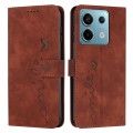 For Xiaomi Redmi Note 13 Pro Skin Feel Heart Embossed Leather Phone Case with Long Lanyard(Brown)