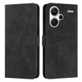 For Xiaomi Redmi Note 13 Pro+ Skin Feel Heart Embossed Leather Phone Case with Long Lanyard(Black)