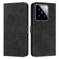For Xiaomi 14 Skin Feel Heart Embossed Leather Phone Case with Long Lanyard(Black)