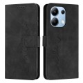 For Xiaomi Redmi Note 13 4G Global Skin Feel Heart Embossed Leather Phone Case with Long Lanyard(Bla
