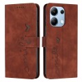 For Xiaomi Redmi Note 13 4G Global Skin Feel Heart Embossed Leather Phone Case with Long Lanyard(Bro