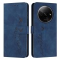 For Xiaomi Redmi A3 Skin Feel Heart Embossed Leather Phone Case with Long Lanyard(Blue)