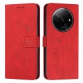 For Xiaomi Redmi A3 Skin Feel Heart Embossed Leather Phone Case with Long Lanyard(Red)