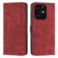 For itel A70 Skin Feel Stripe Pattern Leather Phone Case with Lanyard(Red)