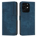 For itel A70 Skin Feel Stripe Pattern Leather Phone Case with Lanyard(Blue)