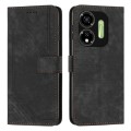 For itel P55 5G Skin Feel Stripe Pattern Leather Phone Case with Lanyard(Black)