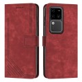 For vivo S18 / S18 Pro Skin Feel Stripe Pattern Leather Phone Case with Lanyard(Red)