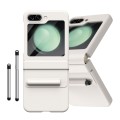 For Samsung Galaxy Z Flip5 Integrated PU + PC Full Coverage Phone Case with Pen/Pen Slots(White)