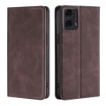 For Motorola Moto G24 4G Skin Feel Magnetic Leather Phone Case(Dark Brown)