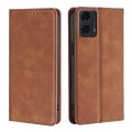 For Motorola Moto G24 4G Skin Feel Magnetic Leather Phone Case(Light Brown)