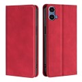 For Motorola Moto G34 5G Skin Feel Magnetic Leather Phone Case(Red)