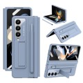 For Samsung Galaxy Z Fold4 5G Integrated PU + PC Full Coverage Phone Case with Pen/Pen Slots(Blue)