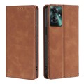 For OPPO Reno11 F 5G Skin Feel Magnetic Leather Phone Case(Light Brown)