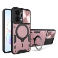For Honor X7a 4G CD Texture Sliding Camshield Magnetic Holder Phone Case(Pink)