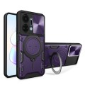 For Honor X7a 4G CD Texture Sliding Camshield Magnetic Holder Phone Case(Purple)