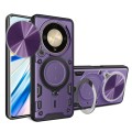 For Honor X9b CD Texture Sliding Camshield Magnetic Holder Phone Case(Purple)