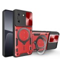 For Tecno Pova 5 CD Texture Sliding Camshield Magnetic Holder Phone Case(Red)