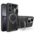 For Tecno Spark 10 Pro 4G CD Texture Sliding Camshield Magnetic Holder Phone Case(Black)