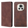 For Honor Magic6 Skin Feel Magnetic Leather Phone Case(Dark Brown)