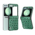 For Samsung Galaxy Z Flip5 ABEEL Hinge Genuine Leather Ostrich Texture Phone Case(Green)