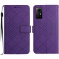 For Xiaomi 12 Rhombic Grid Texture Leather Phone Case(Purple)