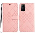 For Xiaomi 12 Lite Rhombic Grid Texture Leather Phone Case(Pink)