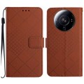 For Xiaomi 12S Ultra Rhombic Grid Texture Leather Phone Case(Brown)