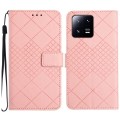 For Xiaomi 13 Pro Rhombic Grid Texture Leather Phone Case(Pink)