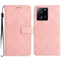 For Xiaomi 13T Rhombic Grid Texture Leather Phone Case(Pink)