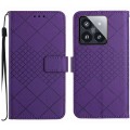 For Xiaomi 14 Rhombic Grid Texture Leather Phone Case(Purple)