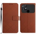 For Xiaomi Poco C40 Rhombic Grid Texture Leather Phone Case(Brown)