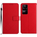 For Xiaomi Poco F4 5G Rhombic Grid Texture Leather Phone Case(Red)