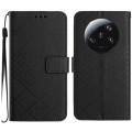 For Xiaomi 14 Ultra Rhombic Grid Texture Leather Phone Case(Black)