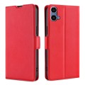 For Motorola Moto G34 5G Ultra-thin Voltage Side Buckle Horizontal Flip Leather Phone Case(Red)