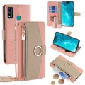 For Honor 9X Lite Crossbody Litchi Texture Leather Phone Case(Pink)