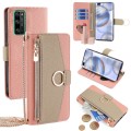 For Honor 30 Pro Crossbody Litchi Texture Leather Phone Case(Pink)