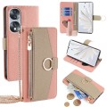 For Honor 70 Crossbody Litchi Texture Leather Phone Case(Pink)